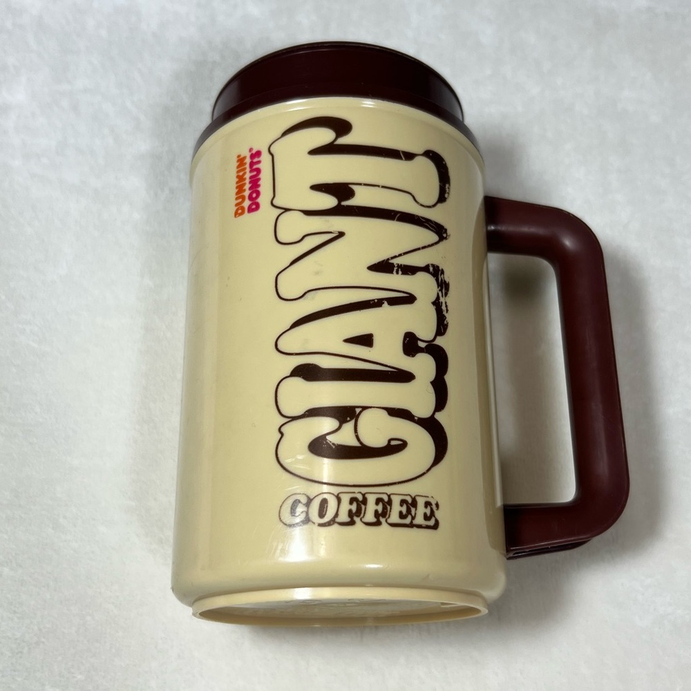 Vintage 1980’s Dunkin Donuts Giant Coffee Travel Mug Plastic Thermo Whirley